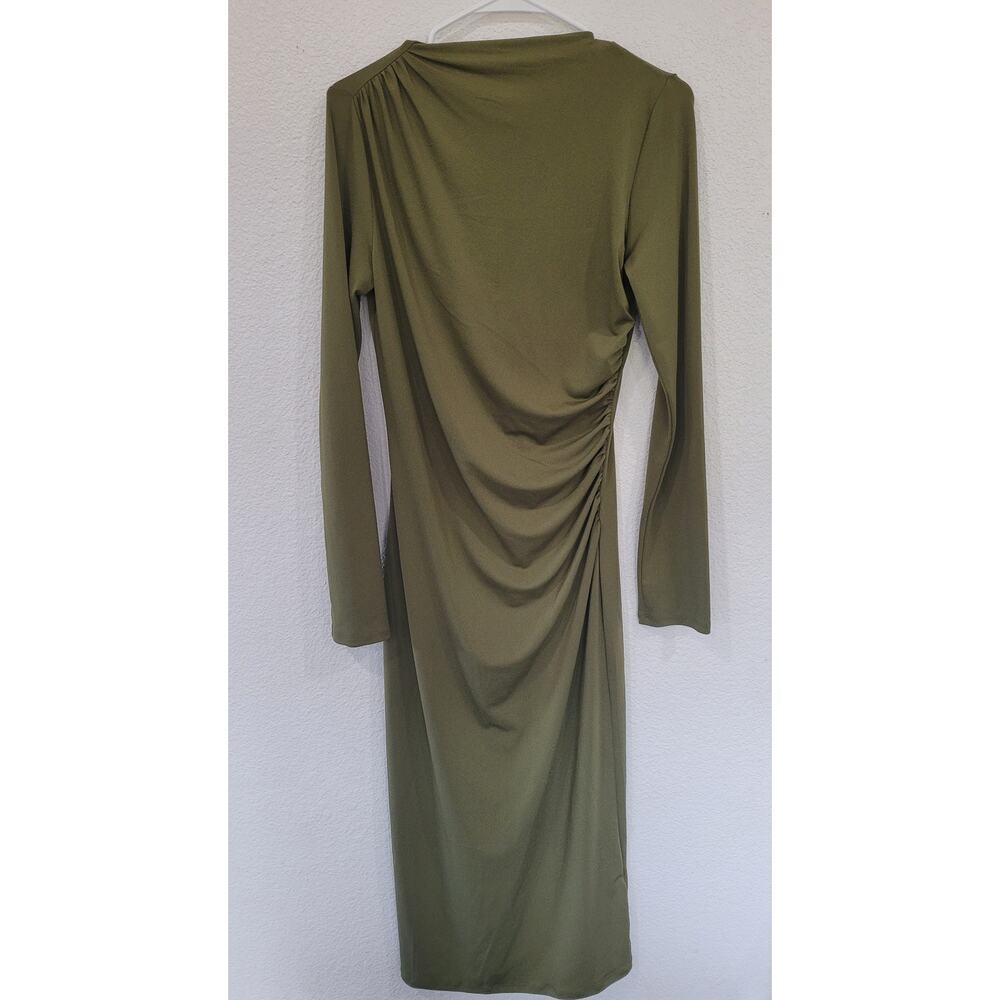 H&M Women's Green Slinky Long Sleeve Dress‎ size Small #14